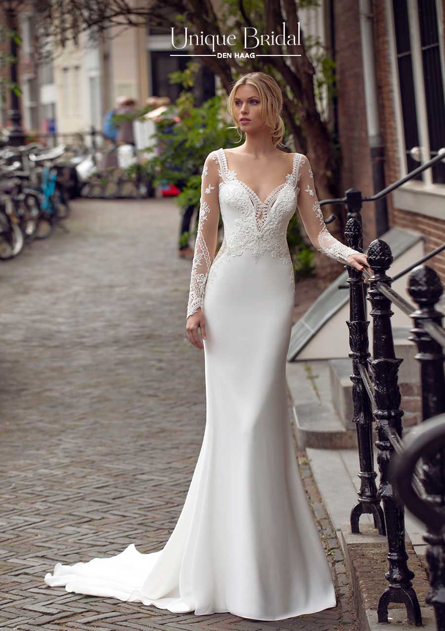 Erfenis rekken wit Modeca trouwjurk Kensi - Unique Bridal